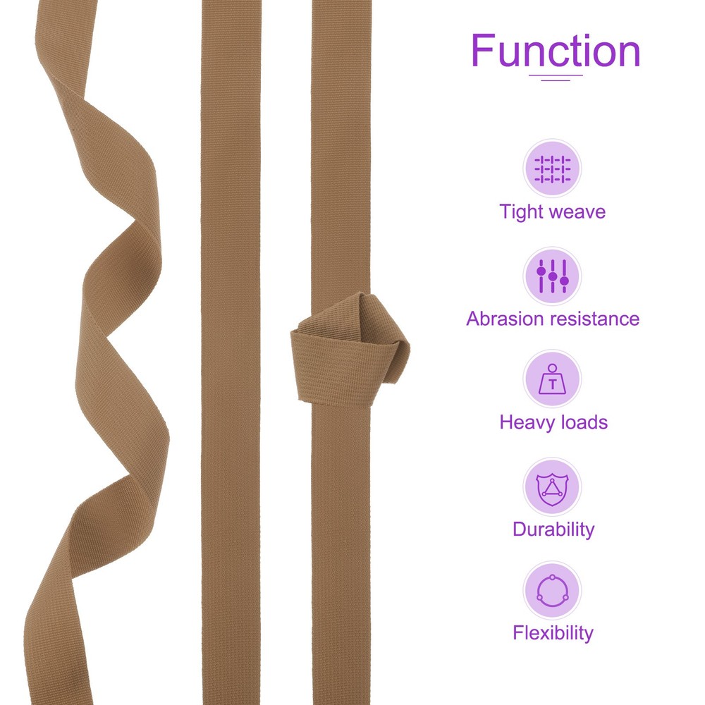 25Yardx1 1/2" Width Nylon Webbing Strap Poly Flat Webbing Strapping Light Brown