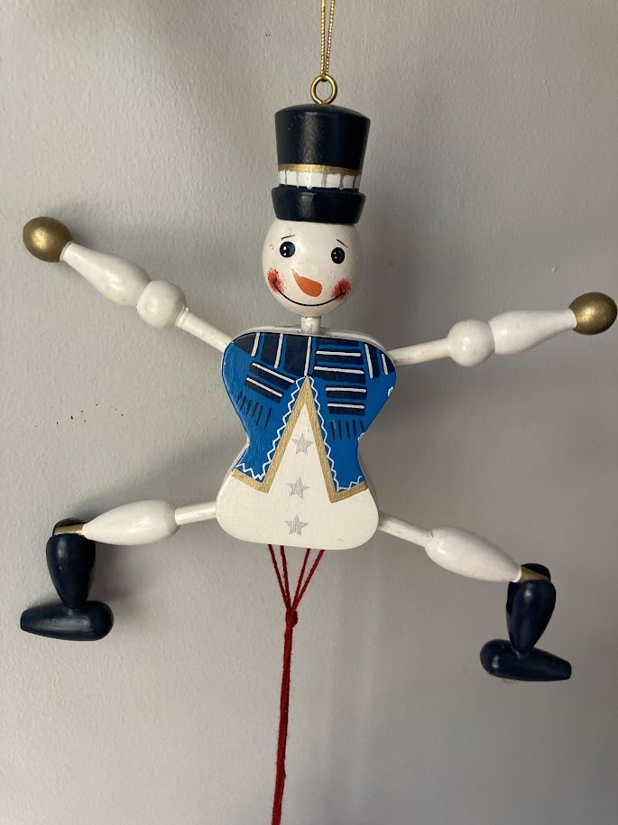 Vintage Snowman Pull String Wood Jumping Jack Toy