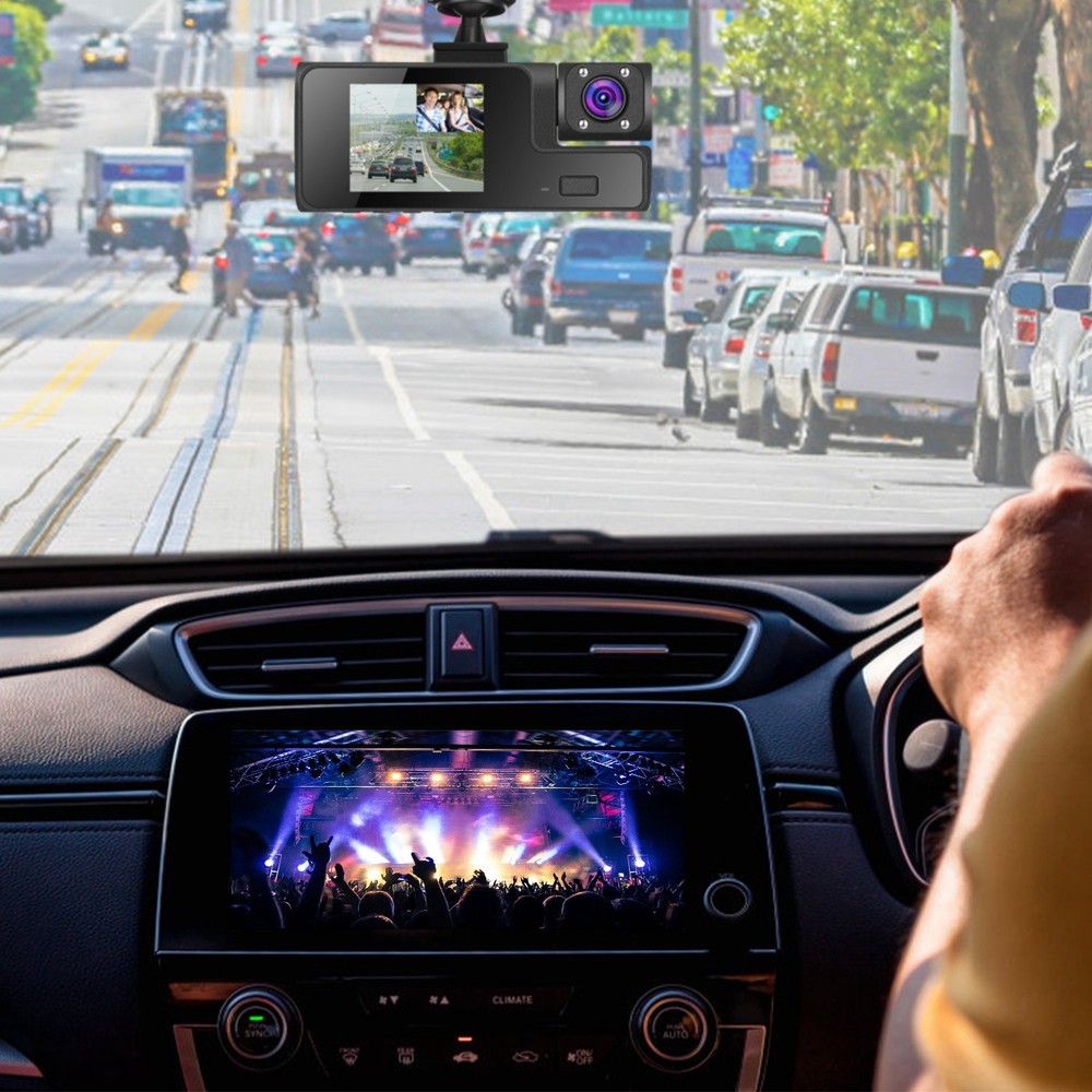 3 Channels 1080P HD Dash Cam WiFi 170° Front Rear Inside Camera & App Control