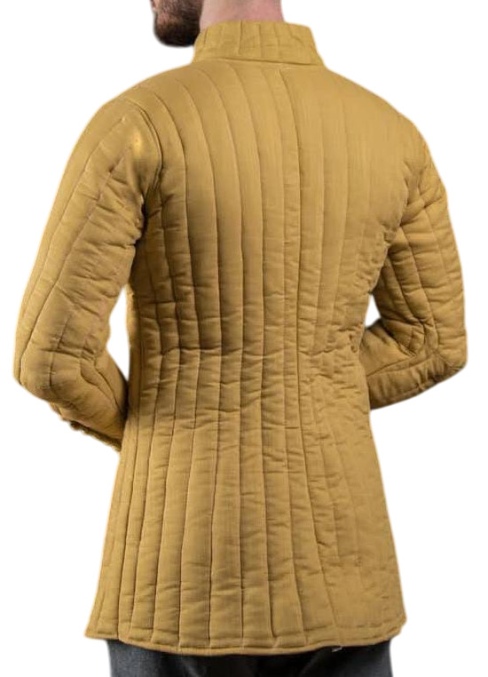 Medieval Yellow Quilted Gambeson | Padded Cotton Armor Jacket with Button.