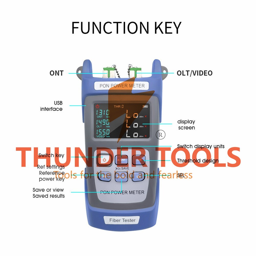 Thunder Tools Handheld PON Power Meter Optical Fiber Tester Network Ten