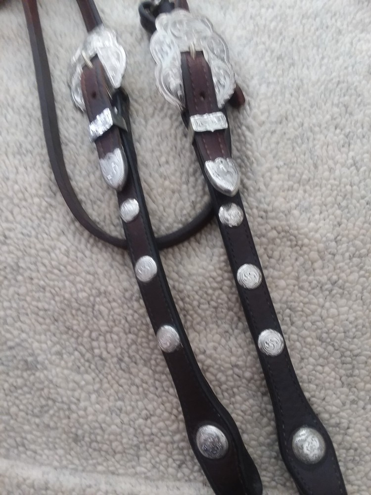 Vintage dark oil fixed ear sterling silver headstall