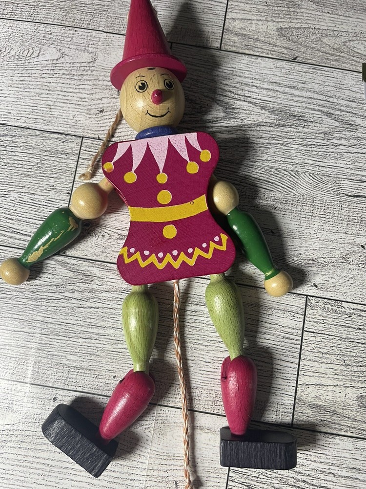 Wooden Jumping Jack Pull String Toy Made in Austria HTF