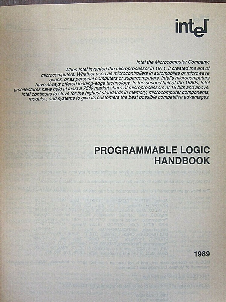 Intel Microcomputer Programmable Logic Handbook 1989