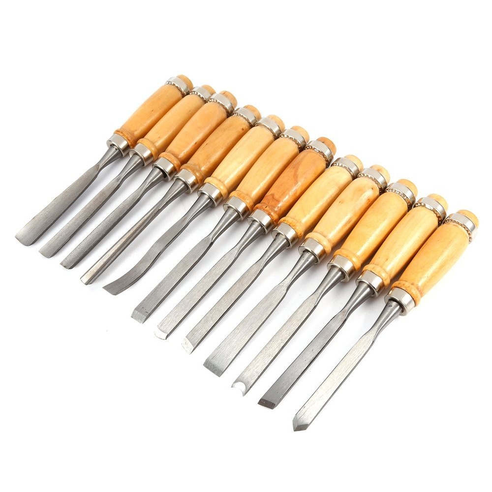 12 PCS Wood Carving Chisel Set Professional Gouge Tools with Bag Gouges