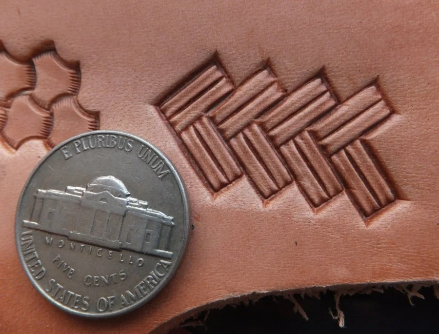 013-16 Quadratic Braid double strips Leather stamp Brass hand made tool