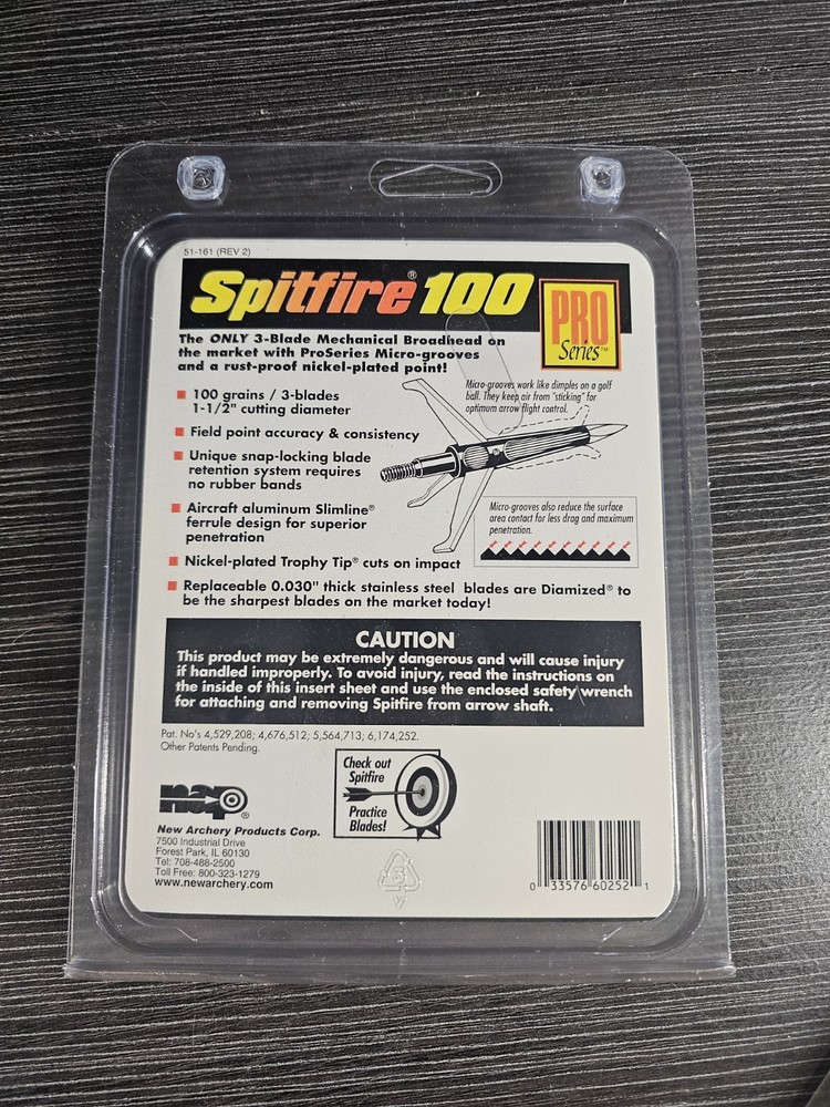 Spitfire 100 Pro Series 60-252 3 Blade Mechanical Broadhead 3-pack Diamize Blade