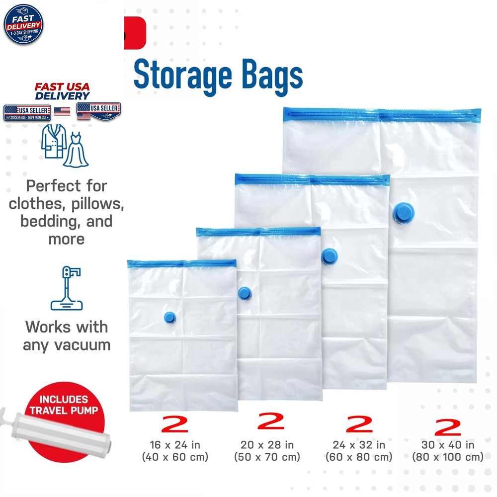 4Pc Thickened Vacuum Compression Transparent Quilt Clothes Storage Bag 30x50