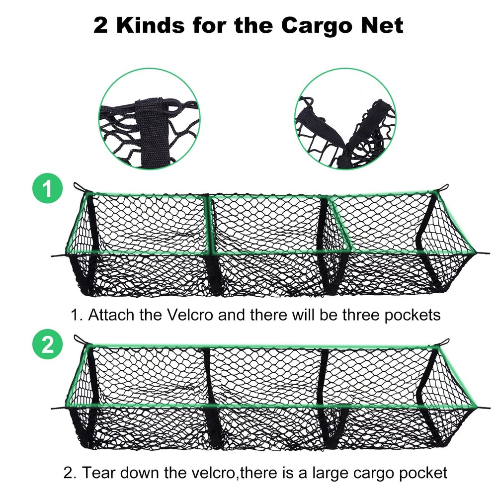Detachable Cargo Net Trunk Bed Organizer for 43 inches, Black