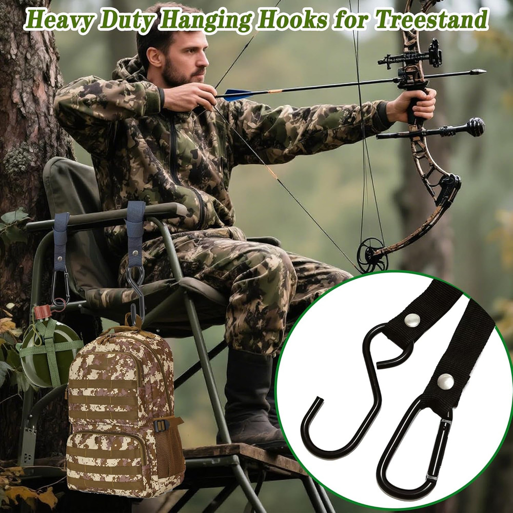 Heavy Duty 4 Pack Treestand Strap Hooks for Easy Installation and Use