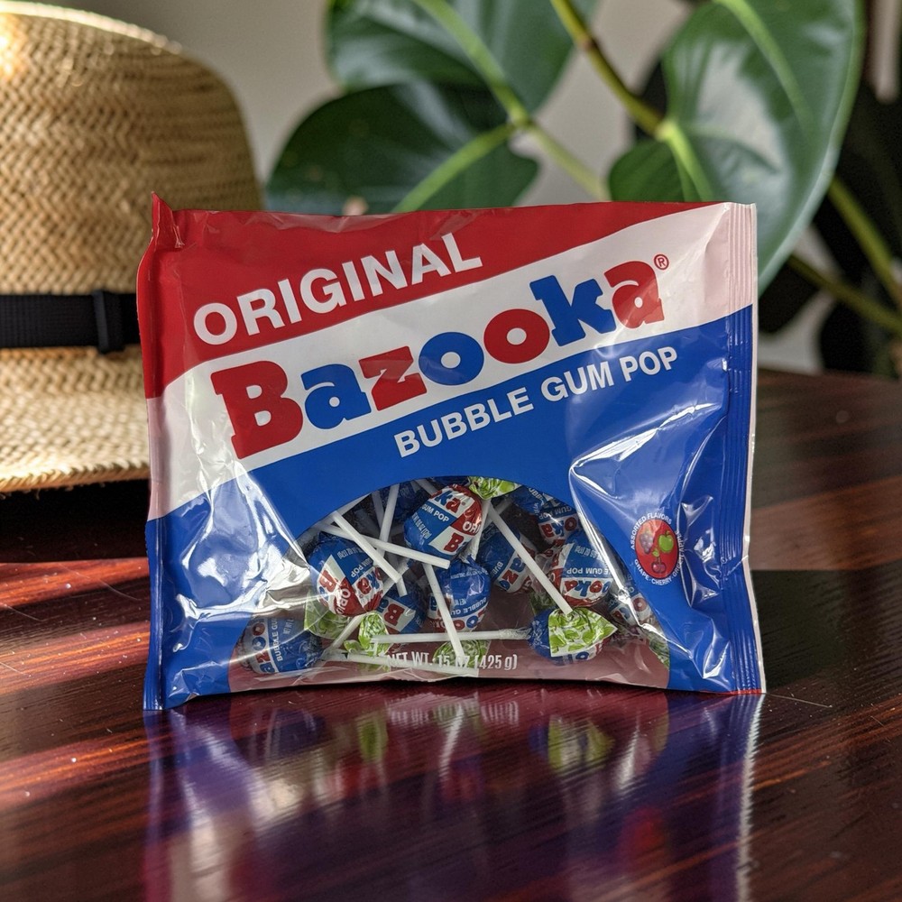 Bazooka Bubble Gum Pops, 15 Oz Bag, 2 Packs
