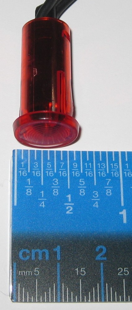 Red Circular 1/2" Panel Mount Indicator Plastic Neon Light w/ Wires - 110V AC