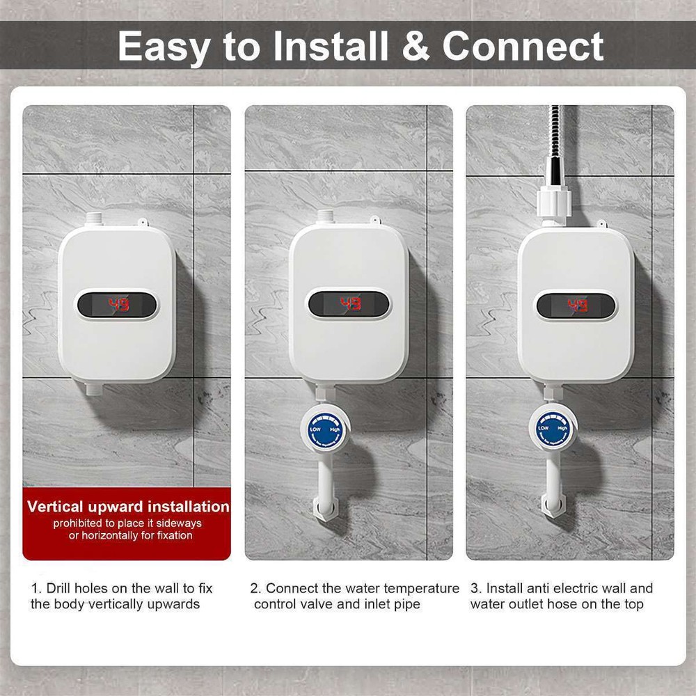 110V 3500W Tankless Hot Water Heater Shower Electric Instant Water Heater USA