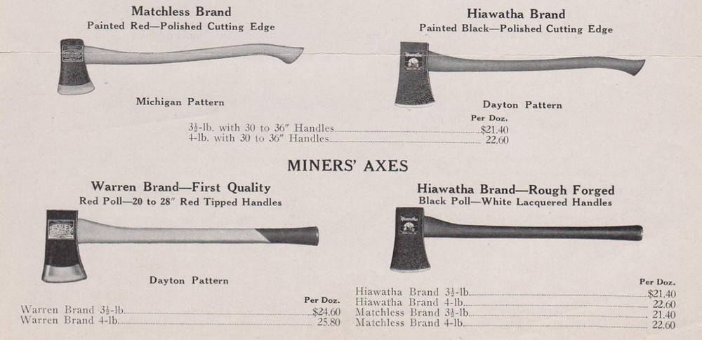 Vintage Warren Miners' Axe Original Handle