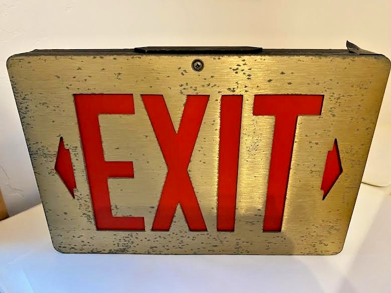 Vintage EXIT Sign Corded Metal Lighted Works