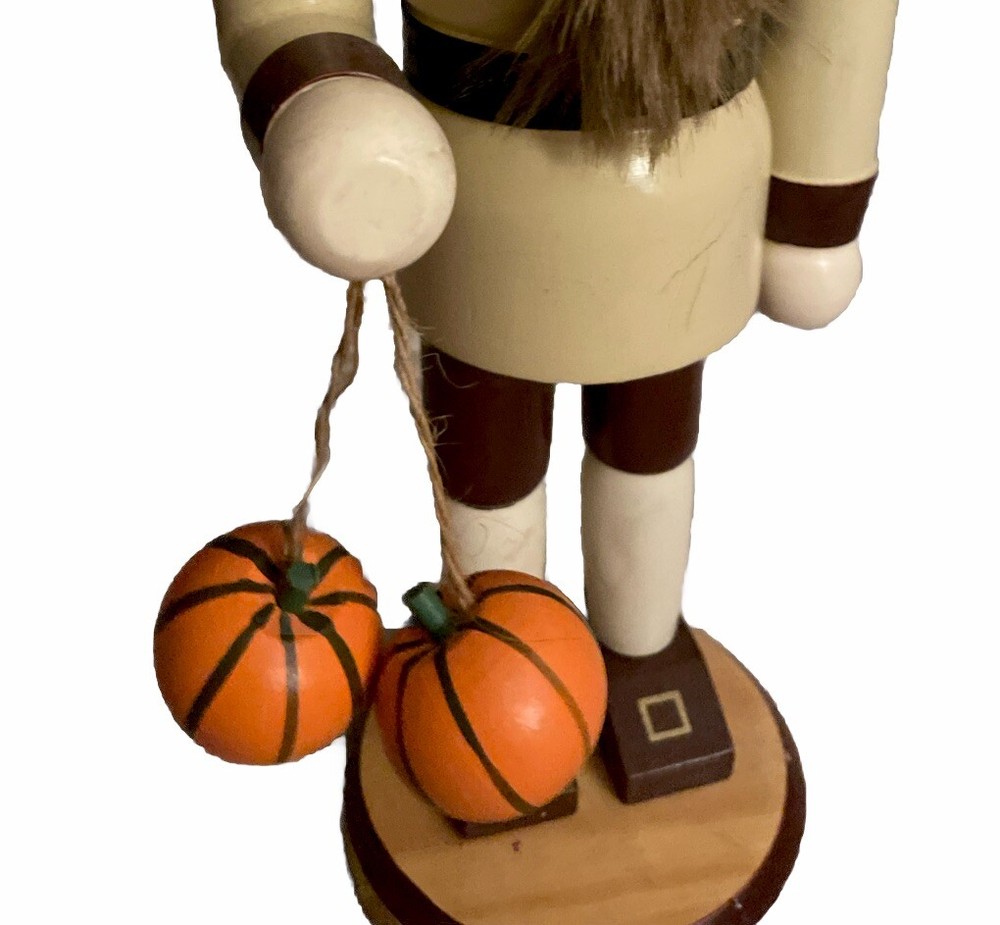 Pilgrim Nutcracker Holding Pumpkins Tan Pre-owned