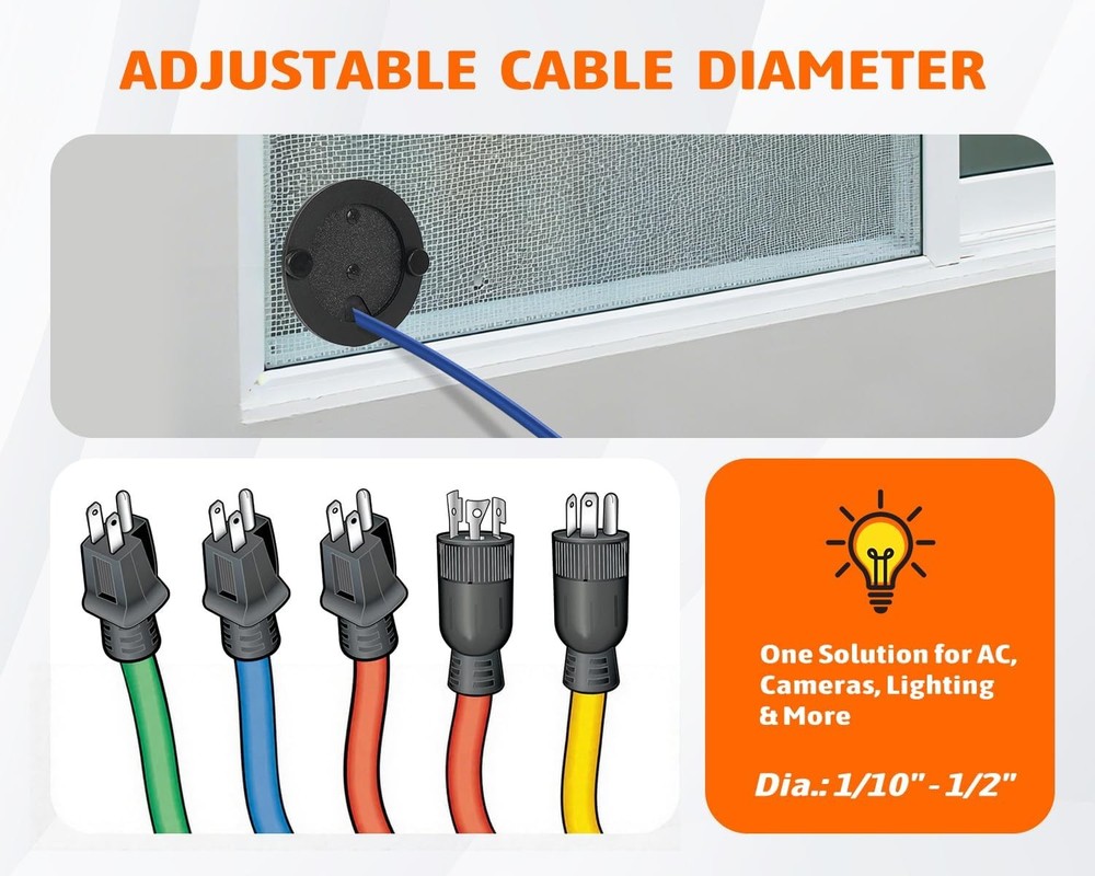 Window Screen Pass through Attachment - Bring inside Power Outside, for 1/10"-1/