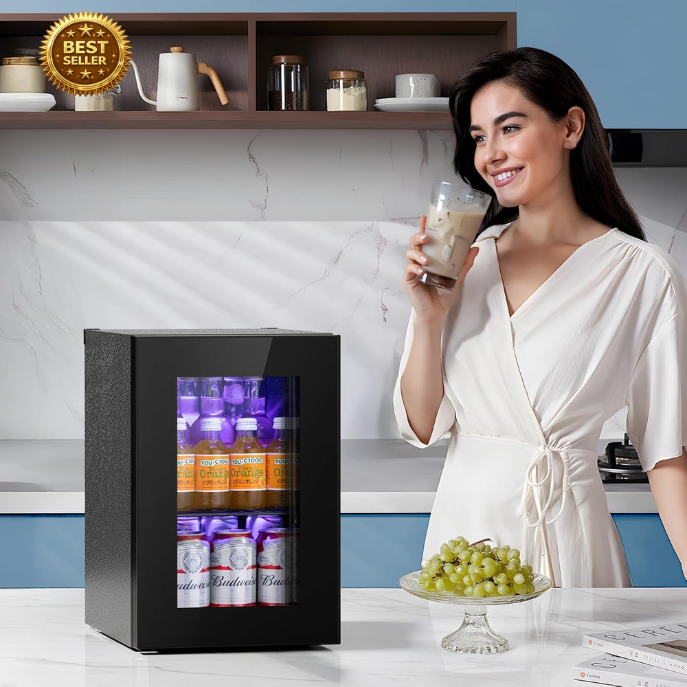 18L Beverage Refrigerator Cooler – 24 Can Mini Fridge with Compressor Cooling