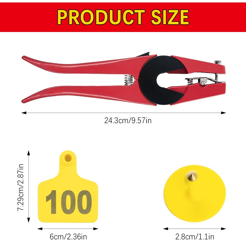 100PCS Numbered Cattle Ear Tags 001-100 for Livestock Identification