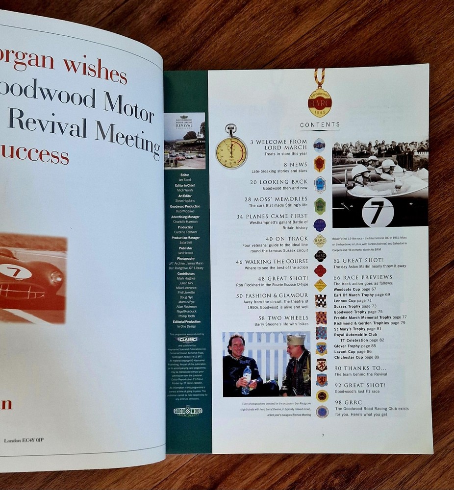 Goodwood Motor Circuit Revival Programme & Official Souvenir Programme Sept 1999