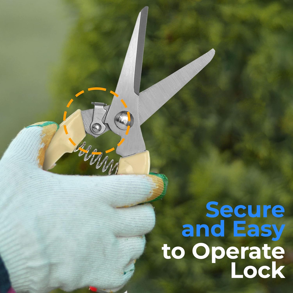 Gardening Hand Pruner, Pruning Shear with Straight Stainless Precision-Sharpened