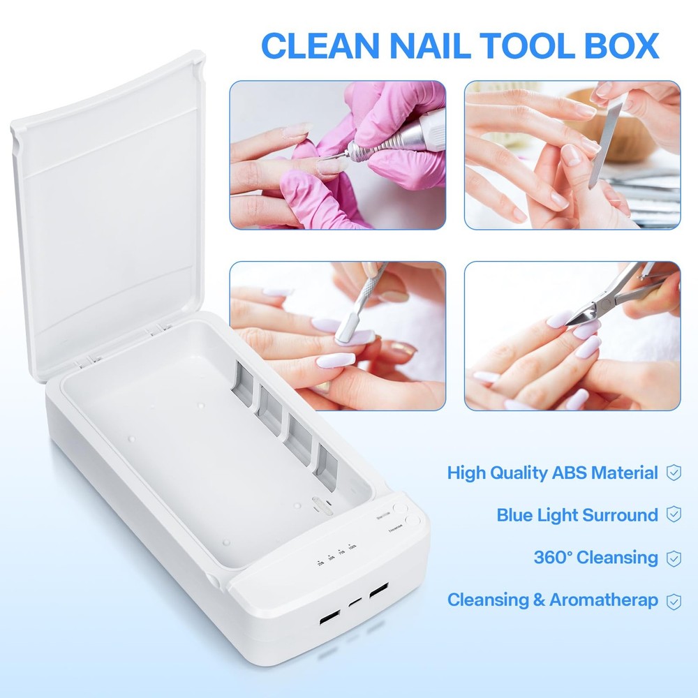 Nail Tool Sterilizer Blue Light Portable USB Powered Sterilizing Box