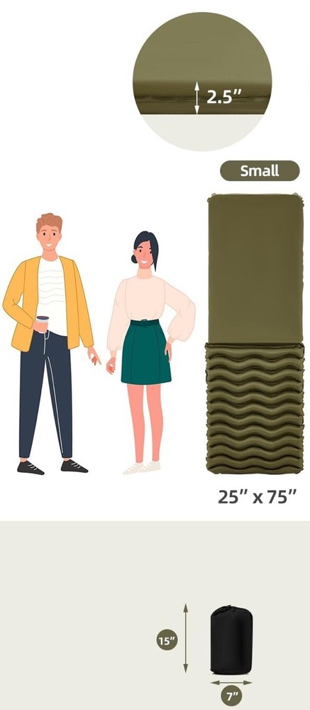 MELLCOM 2.5" Thick Self Inflating Sleeping Pad