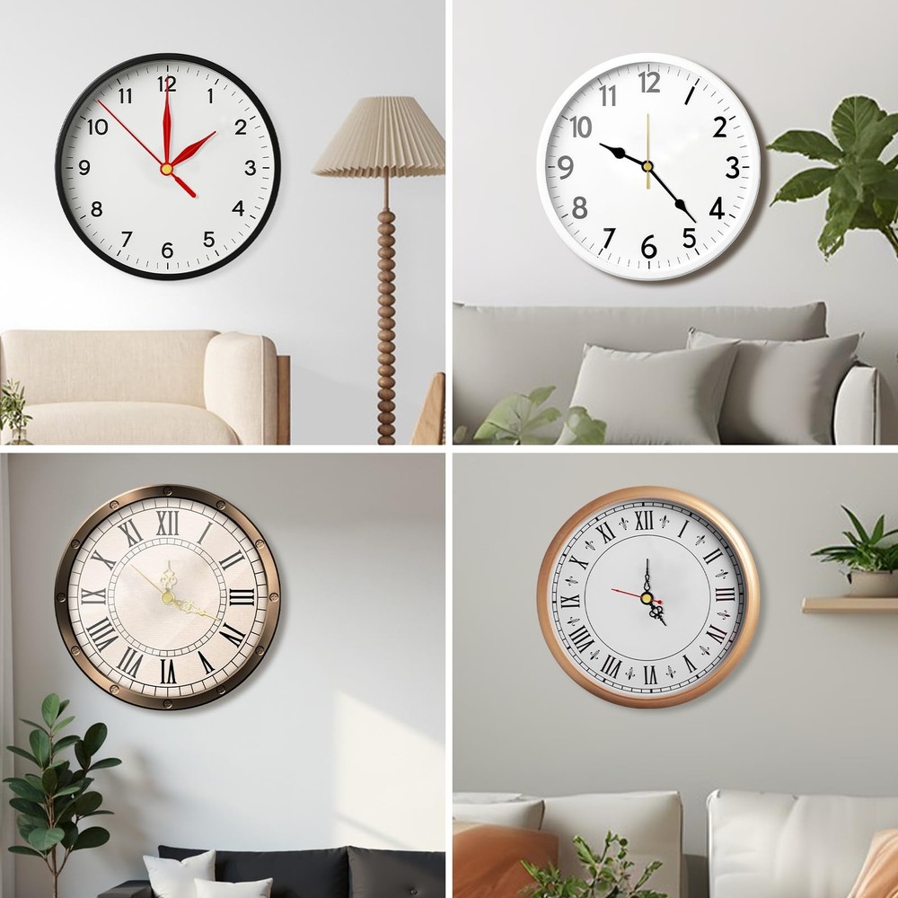 3PCS Clock Mechanism Kit, Quartz Movement Replacement with 8 Black