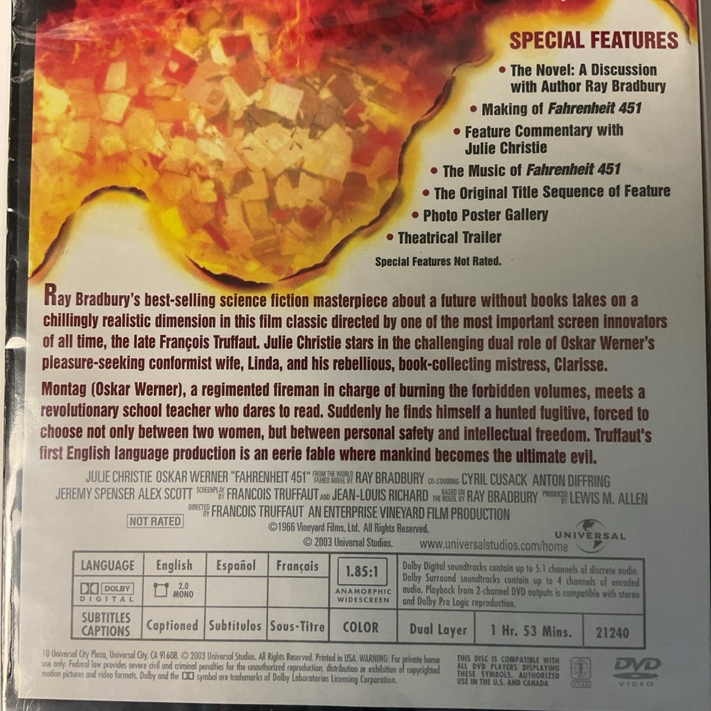 Fahrenheit 451 (DVD, 1966) NEW