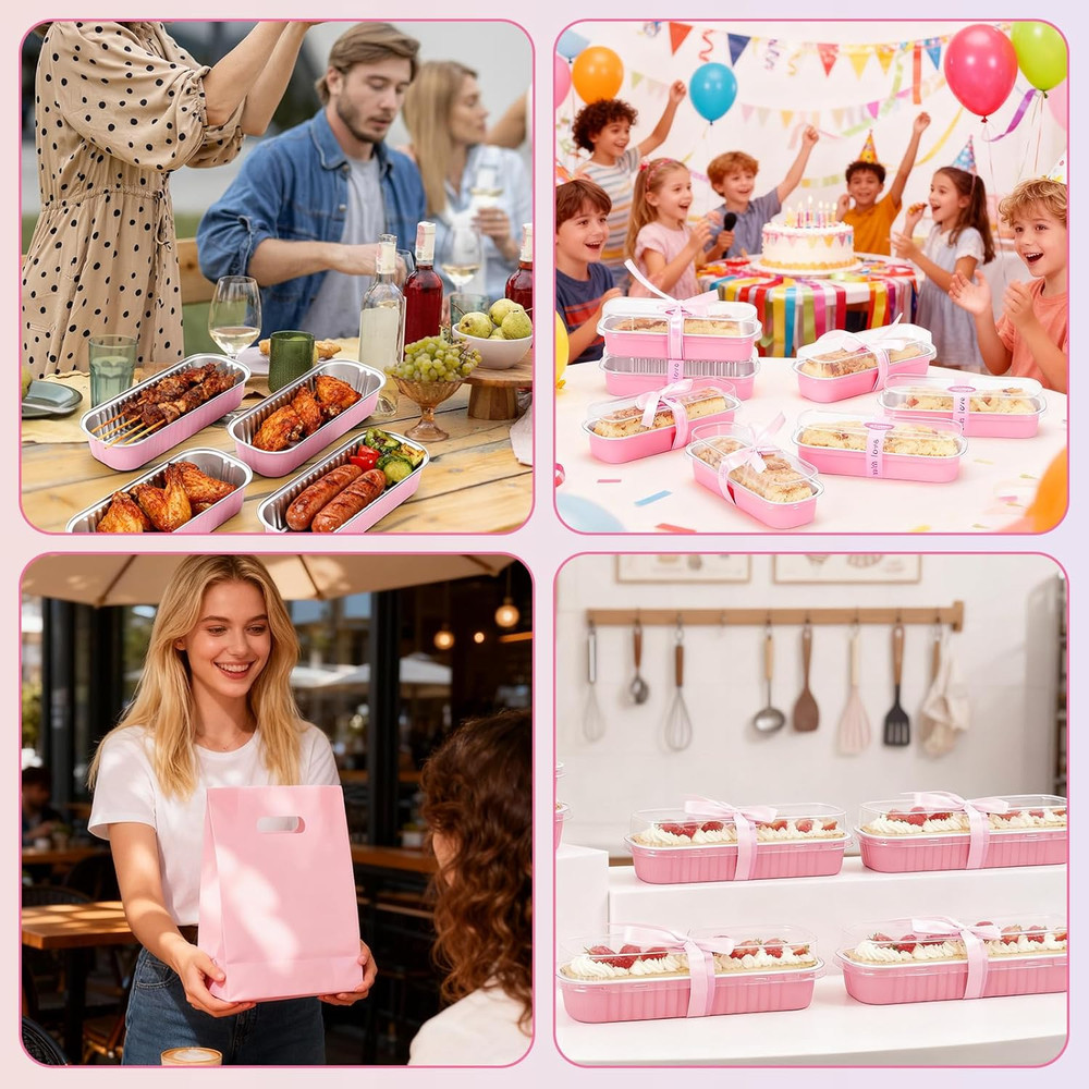 6.8Oz Mini Loaf Pans with Lids, 100 Pcs Disposable Rectangular Aluminum Cake Pan