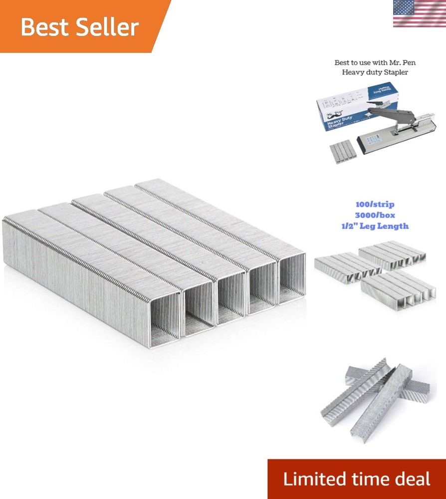 Silver Heavy Duty Staples - 3000 Count, 100 Sheet Capacity, Durable