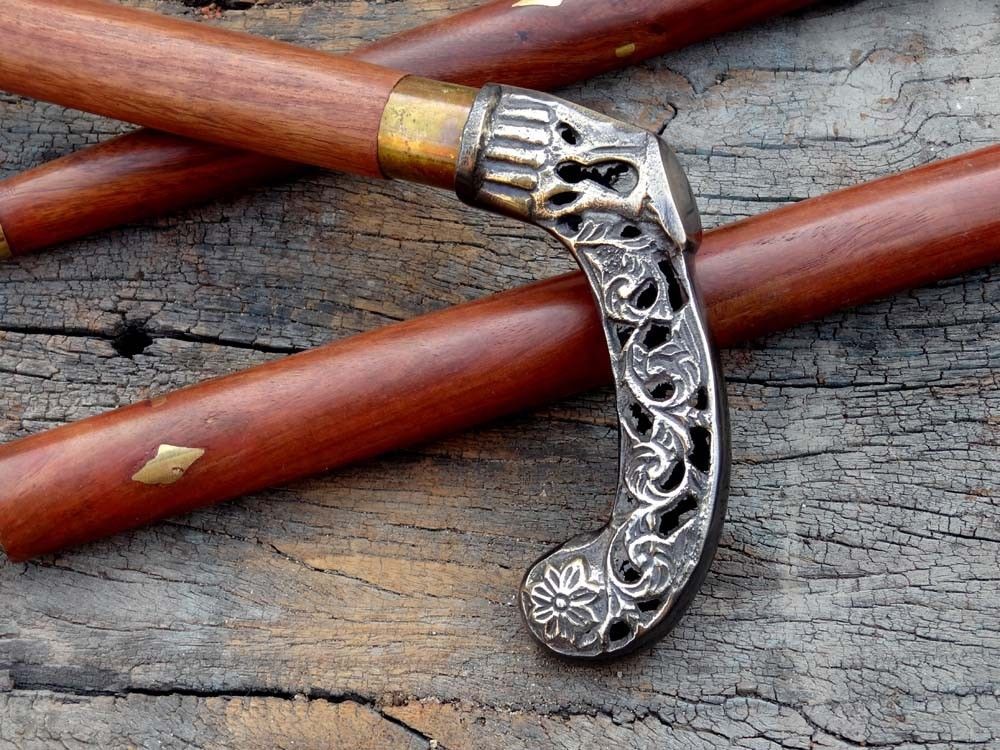 BRASS BEAUTIFUL SOLID HANDLE HEAD VINTAGE CANE SHAFT WALKING STICK HANDMADE