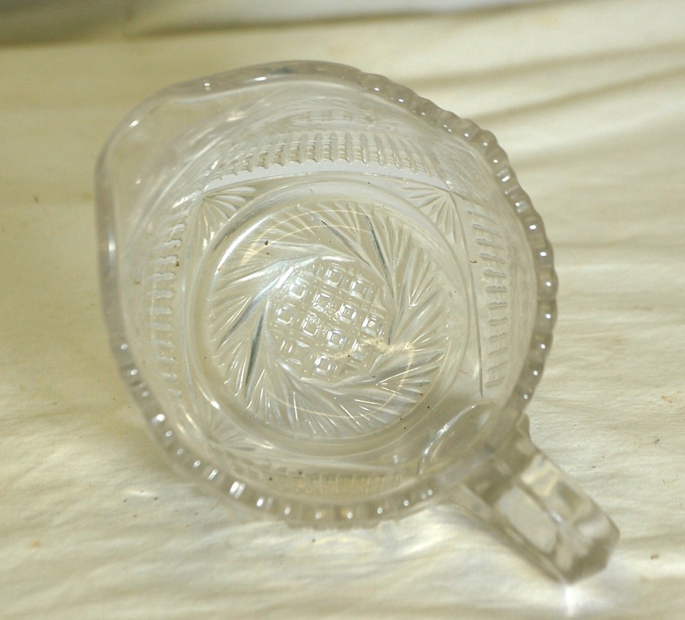 Footed Creamer Clear Cut Glass Waffle Pinwheel Pattern