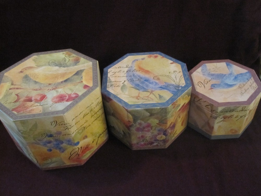 Set/3pc. Brenda Walton Octagon Nesting Boxes. Toscana
