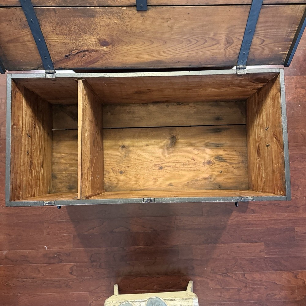 Vintage Large Handmade Solid Wood Large Chest Trunk Storage Black