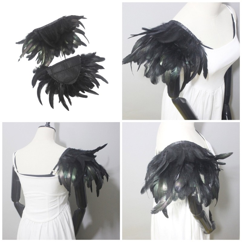 Feather Epaulet Shoulder Pad Evil Wing Shoulder Board Halloween Costume