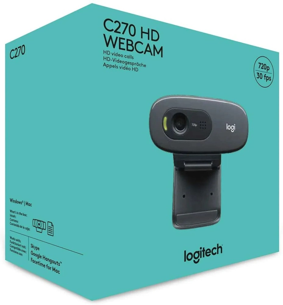 Logitech C270 Desktop Laptop HD Webcam with Built-in Microphone