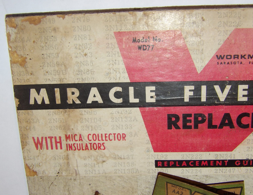 VINTAGE 1960s WORKMAN ELECTRONICS "MIRACLE FIVE TRANSISTORS" STORE DISPLAY 11x13