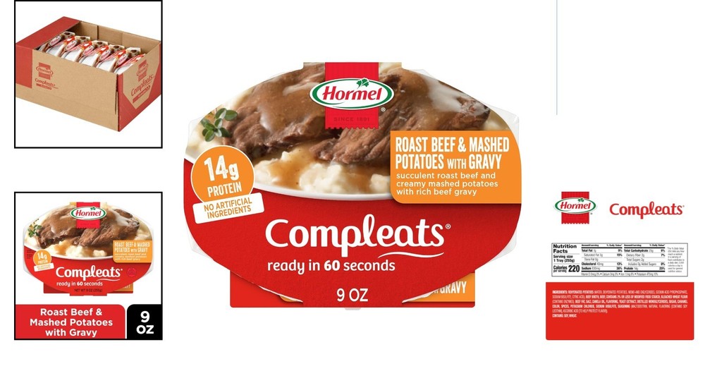 6-Pack 9oz Microwave Roast Beef & Creamy Mashed Potatoes – Ready in 60 Seconds!