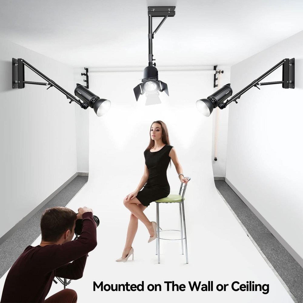 4.3ft Adjustable Wall Mount Boom Arm for Studio Lighting - Versatile & Durable=
