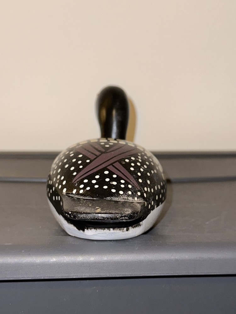Wooden Black and White Duck Decoy