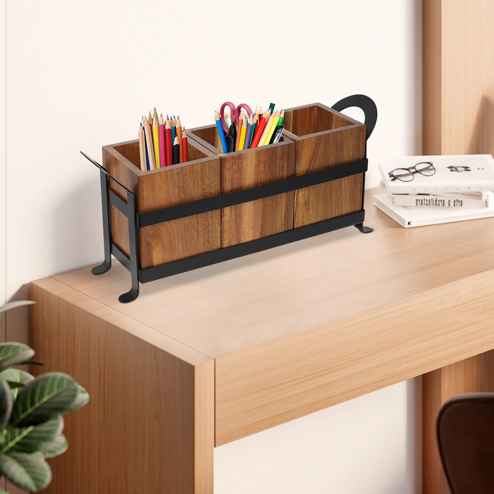 Utensil Cutlery Holder Wooden Utensil Organizer Rustic Kitchen Utensil Organizer