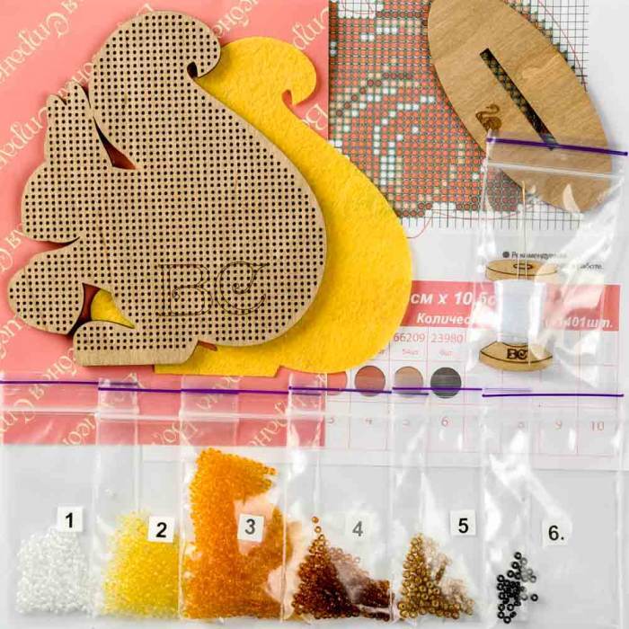 DIY Bead Embroidery on wood kit "Squirrel"