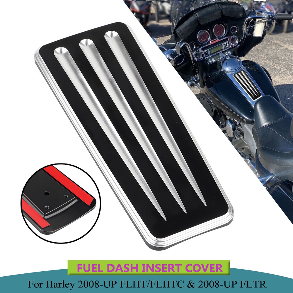 Black Front Tank Dash Insert Cover Fit For Harley Electra Glide FLHT FLHTC FLTR
