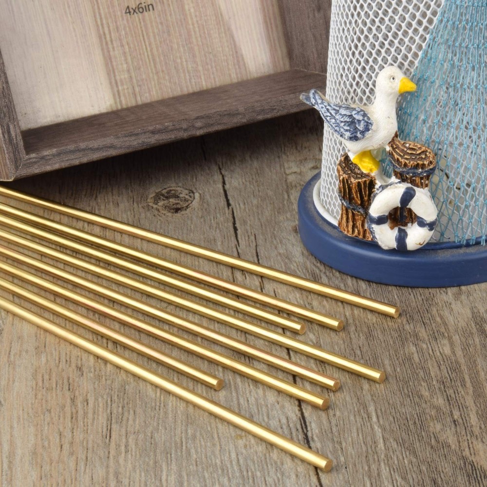Solid Brass Rods Set - 8 Pcs 12 Inch, 1/8 Inch Diameter for Elegant Projects