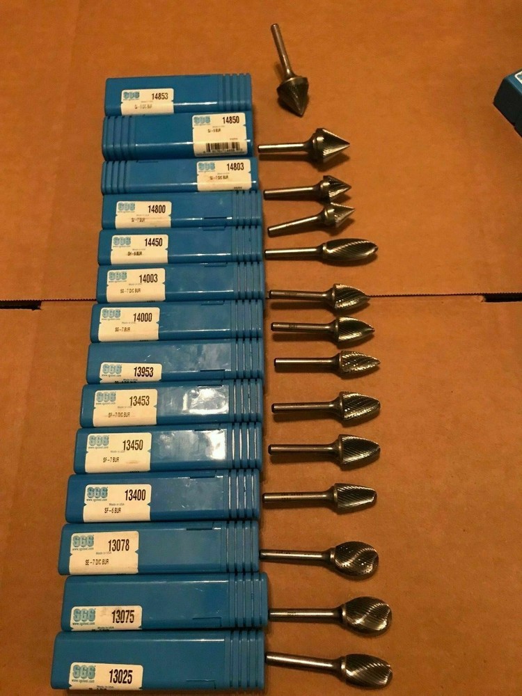 1x NEW SGS Solid Carbide Bur - Tree Shape - SG-7 - 1/4" Shank - 14000