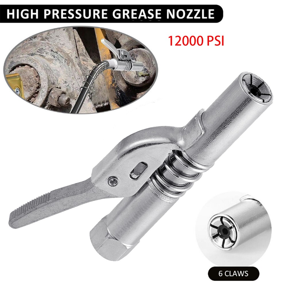2 Pack Grease Gun Coupler High-Pressure Quick Release Lock Oil Injection Nozzles