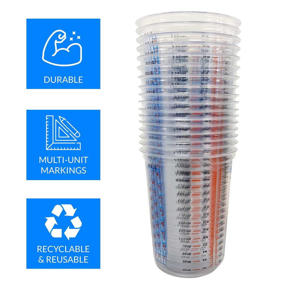 Reli. (50 Pcs) 32 oz (1 quart) Paint Mixing Cup | 32 Count), Clear
