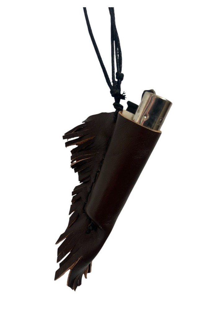 Leather Hand Made Lighter Holder with String Necklace Lanyard