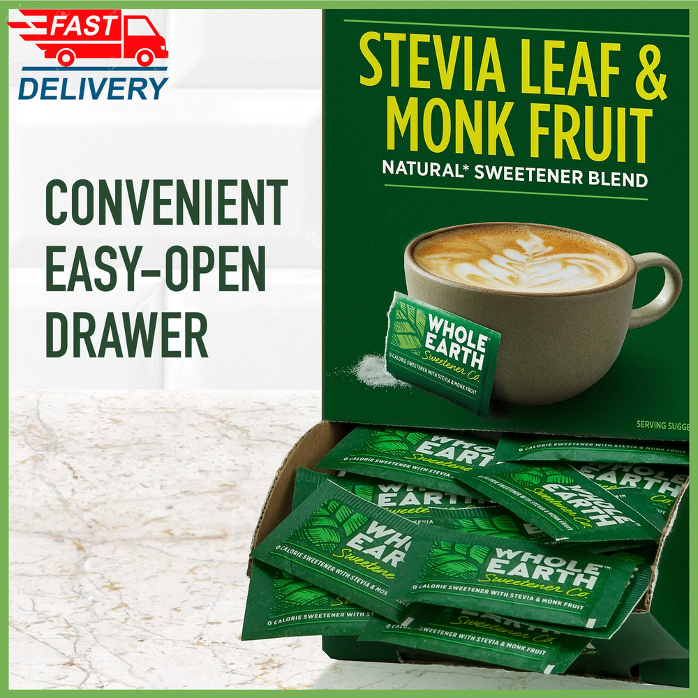 Stevia & Monk Fruit Zero Calorie Sweetener, 400 Packets